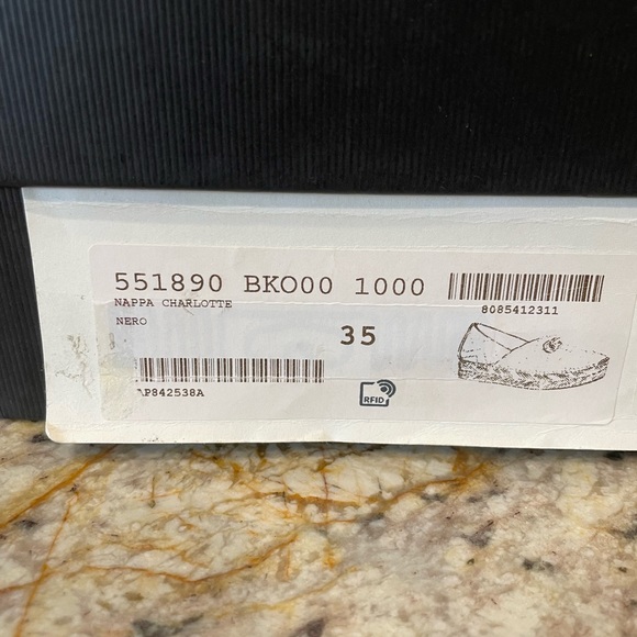 Authentic Black Leather Gucci Espadrille Double G Size 35 - Picture 5 of 9